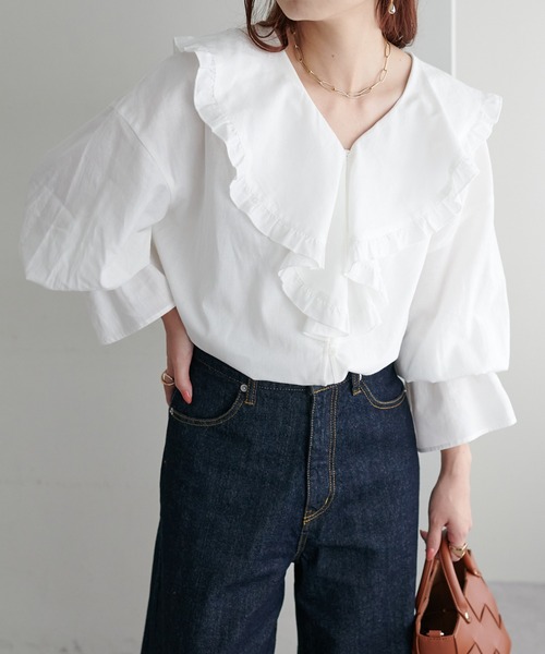 DISCOAT（ディスコート）の「フリルブラウス（シャツ/ブラウス・レディース・オフホワイト/ブラック・FREE）」の18枚目の写真