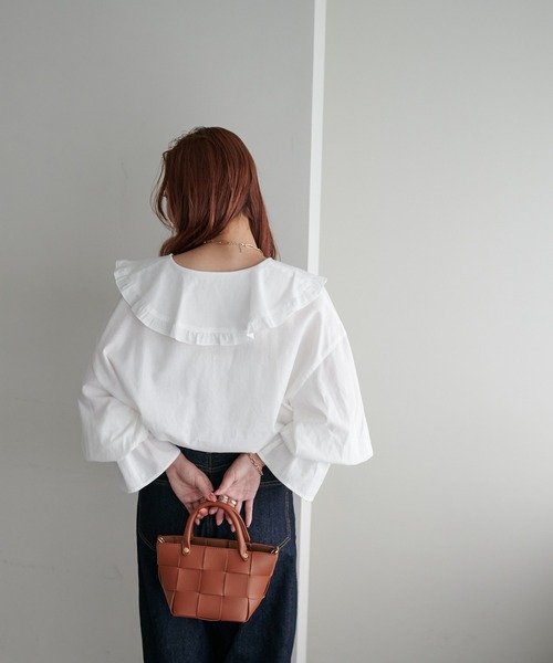 DISCOAT（ディスコート）の「フリルブラウス（シャツ/ブラウス・レディース・オフホワイト/ブラック・FREE）」の4枚目の写真