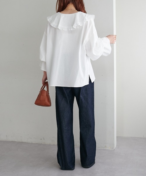 DISCOAT（ディスコート）の「フリルブラウス（シャツ/ブラウス・レディース・オフホワイト/ブラック・FREE）」の12枚目の写真