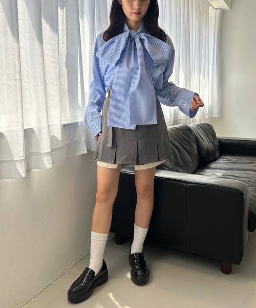 one after another NICE CLAUP(ワンアフターアナザーナイスクラップ)の「プリーツガチャベルトスカート/セットアップアイテムあり(スカート・レディース・チェック/杢グレー/アイボリー/ブラック・FREE)」の21枚目の写真