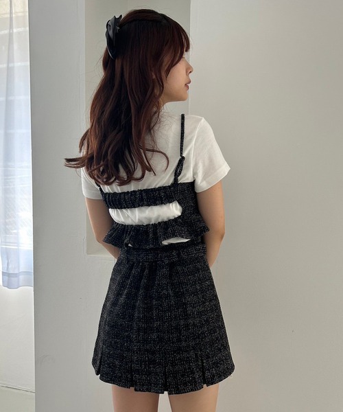 one after another NICE CLAUP(ワンアフターアナザーナイスクラップ)の「プリーツガチャベルトスカート/セットアップアイテムあり(スカート・レディース・チェック/杢グレー/アイボリー/ブラック・FREE)」の12枚目の写真