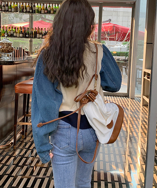 c.u.l（シーユーエル）の「ニット×デニムカーディガン culw547（カーディガン/ボレロ・レディース・アイボリー/グレー・FREE）」の9枚目の写真