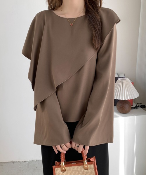 ABITOKYO(アビトーキョー)の「フリルケープデザインブラウス(シャツ/ブラウス・レディース・アイボリー/モカ/ブラック/ネイビー/グレイッシュベージュ/ブルーグレー・M/L/XL)」の14枚目の写真