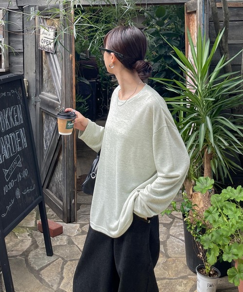 トップス 29 スタンドカラー チュールシアートップス TINA：JOJUN 全4色｜tnj811