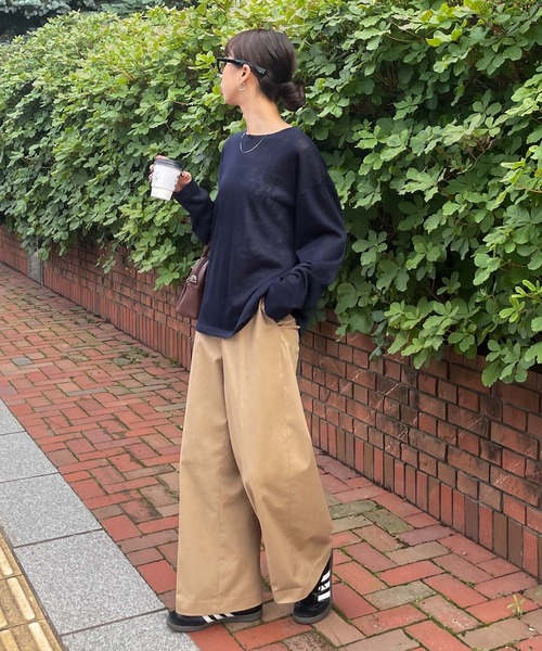 Chillfar(チルファー)の「スラブシアートップス(Tシャツ/カットソー・レディース・グレー/ブルー/ホワイト/ピンク/ブラック/オートミール/ライトブルー/ターコイズブルー/ネイビー/イエロー/レッド/ダークブルー・FREE)」の21枚目の写真