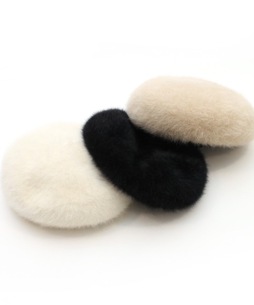 Per sist ence(パーシエンス)の「アンゴラ風ふわふわシャギーベレー帽(ハンチング/ベレー帽・レディース・アイボリー/ブラック/ベージュ・FREE)」の6枚目の写真