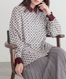 osharewalker | 『配色襟レトロ柄ブラウス』(シャツ/ブラウス)