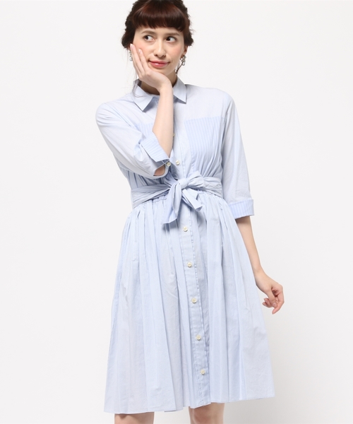 Language（ランゲージ）の「【Language】フレアシャツOP（ワンピース・レディース・ホワイト系/ブルー系/ピンク系・38）」の3枚目の写真