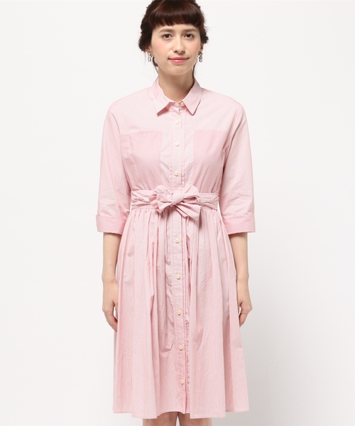 Language（ランゲージ）の「【Language】フレアシャツOP（ワンピース・レディース・ホワイト系/ブルー系/ピンク系・38）」の6枚目の写真