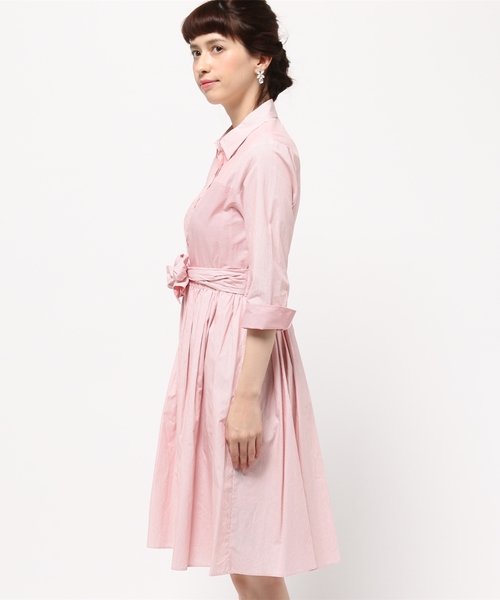 Language（ランゲージ）の「【Language】フレアシャツOP（ワンピース・レディース・ホワイト系/ブルー系/ピンク系・38）」の5枚目の写真