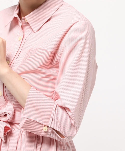 Language（ランゲージ）の「【Language】フレアシャツOP（ワンピース・レディース・ホワイト系/ブルー系/ピンク系・38）」の11枚目の写真