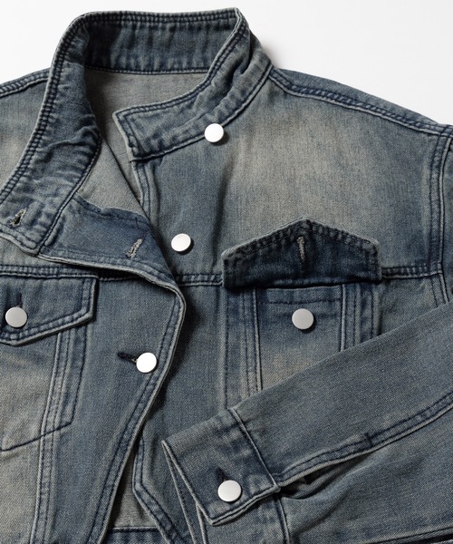 me+em select（ミームセレクト）の「※※【 ２color 】スタンドカラーヴィンテージデニムジャケット（デニムジャケット・レディース・ダークブルー/ライトブルー・FREE）」の20枚目の写真