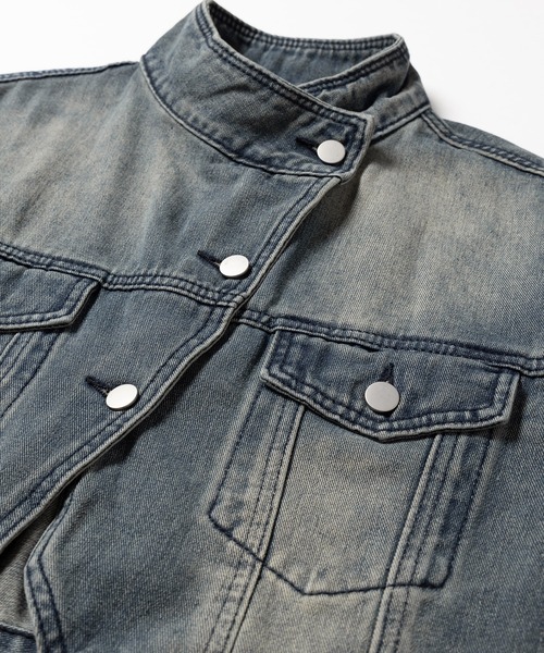 me+em select（ミームセレクト）の「※※【 ２color 】スタンドカラーヴィンテージデニムジャケット（デニムジャケット・レディース・ダークブルー/ライトブルー・FREE）」の21枚目の写真