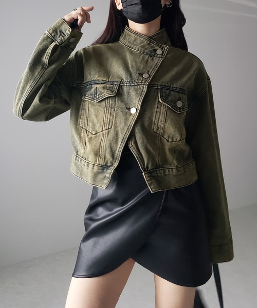 me+em select（ミームセレクト）の「※※【 ２color 】スタンドカラーヴィンテージデニムジャケット（デニムジャケット・レディース・ダークブルー/ライトブルー・FREE）」の12枚目の写真