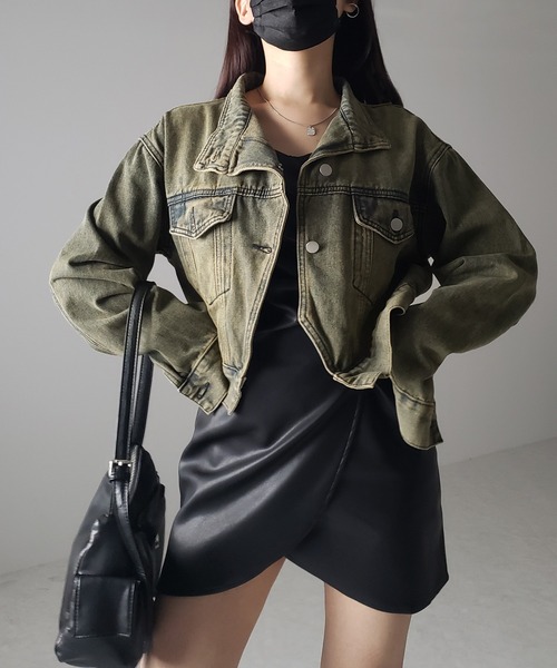 me+em select（ミームセレクト）の「※※【 ２color 】スタンドカラーヴィンテージデニムジャケット（デニムジャケット・レディース・ダークブルー/ライトブルー・FREE）」の14枚目の写真