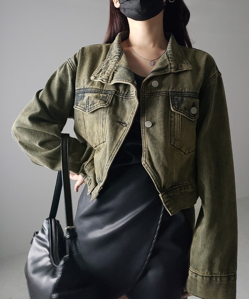 me+em select（ミームセレクト）の「※※【 ２color 】スタンドカラーヴィンテージデニムジャケット（デニムジャケット・レディース・ダークブルー/ライトブルー・FREE）」の15枚目の写真