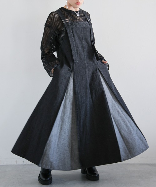 RAGEBLUE（レイジブルー）の「2WAY/プリーツデニムワンピース（ワンピース・レディース・ブラック/ブルー/ブラック系・FREE）」の3枚目の写真