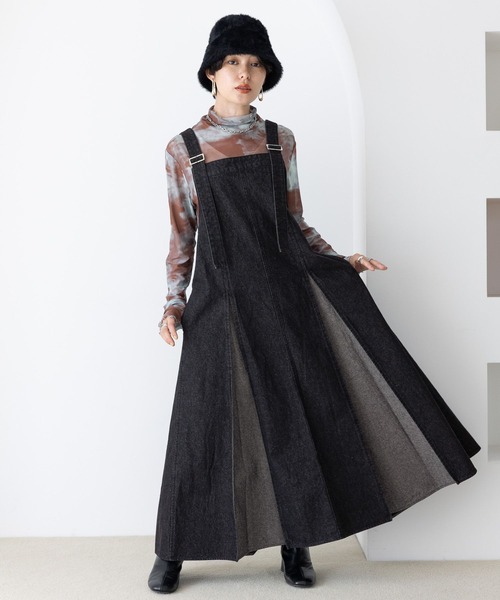 RAGEBLUE（レイジブルー）の「2WAY/プリーツデニムワンピース（ワンピース・レディース・ブラック/ブルー/ブラック系・FREE）」の2枚目の写真