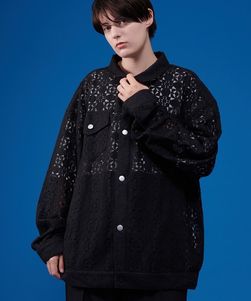 ONCILY（オンシェリー）の「LACE SHEER BLOUSON / レースシアーブルゾン（ブルゾン・メンズ・ブラック/オフホワイト・LARGE/MEDIUM）」の3枚目の写真