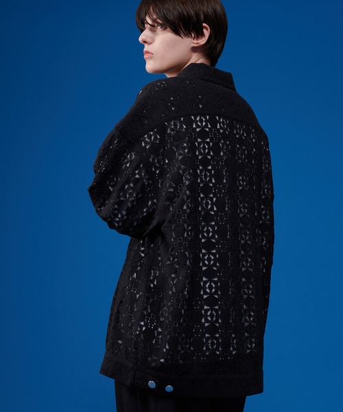ONCILY（オンシェリー）の「LACE SHEER BLOUSON / レースシアーブルゾン（ブルゾン・メンズ・ブラック/オフホワイト・LARGE/MEDIUM）」の5枚目の写真