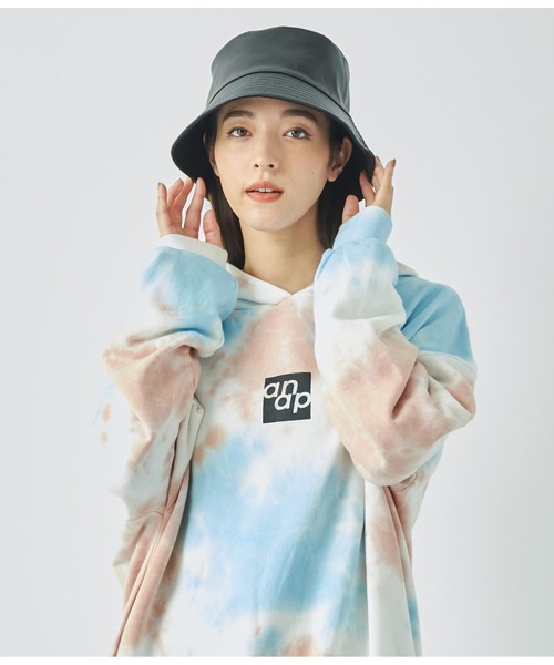 ANAP（アナップ）の「フェイクレザー×ツイルリバーシブルバケットハット（ハット・レディース・アイボリー/ブラック・FREE）」の20枚目の写真