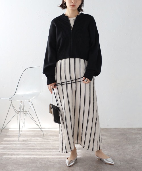 Rene リボン ビジュー ジップアップ カーディガン ベージュ 36 Rene リボン ビジュー ジップアップ カーディガン ベージュ 36