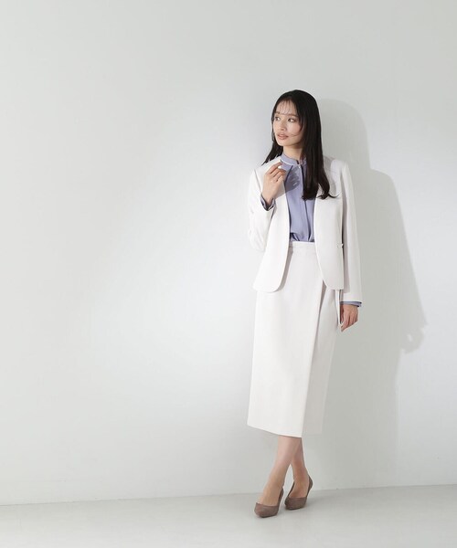 NATURAL BEAUTY BASIC(ナチュラルビューティーベーシック)の「◇ファインストレッチSETUP ジャケット(ノーカラージャケット・レディース・ネイビー/オフホワイト/ベージュ系その他2・SMALL/LARGE/MEDIUM)」の12枚目の写真