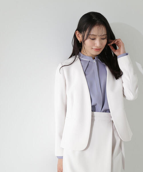 NATURAL BEAUTY BASIC(ナチュラルビューティーベーシック)の「◇ファインストレッチSETUP ジャケット(ノーカラージャケット・レディース・ネイビー/オフホワイト/ベージュ系その他2・SMALL/LARGE/MEDIUM)」の13枚目の写真