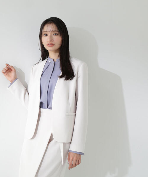 NATURAL BEAUTY BASIC(ナチュラルビューティーベーシック)の「◇ファインストレッチSETUP ジャケット(ノーカラージャケット・レディース・ネイビー/オフホワイト/ベージュ系その他2・SMALL/LARGE/MEDIUM)」の15枚目の写真