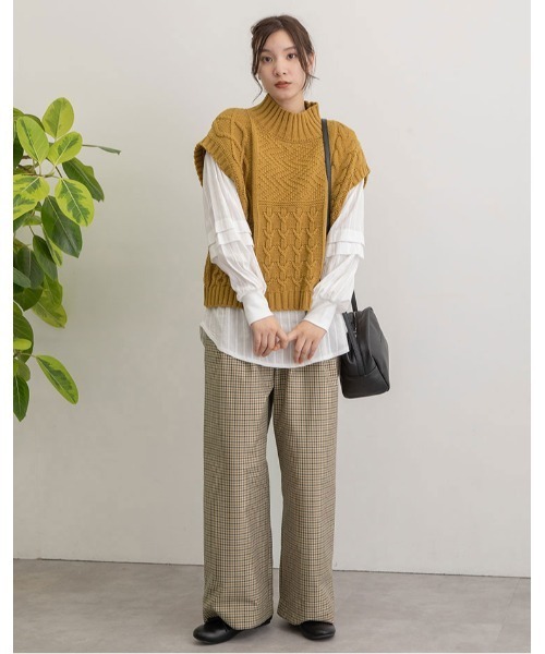 POU DOU DOU(プードゥドゥ)の「タックスリーブプルオーバーシャツ(シャツ/ブラウス・レディース・オレンジ/ターコイズブルー/オフホワイト・3)」の6枚目の写真