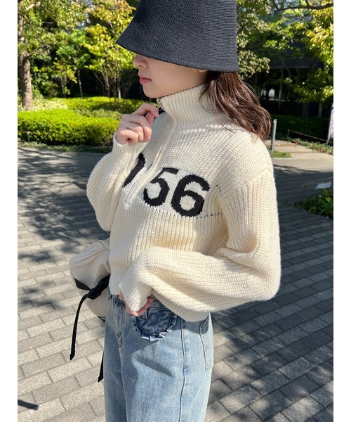 PHILLY（フィリー）の「【PHILLY】ハーフジップロゴニット（ニット/セーター・レディース・アイボリー/グレー/ネイビー・FREE）」の6枚目の写真