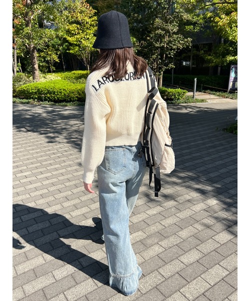 PHILLY（フィリー）の「【PHILLY】ハーフジップロゴニット（ニット/セーター・レディース・アイボリー/グレー/ネイビー・FREE）」の9枚目の写真