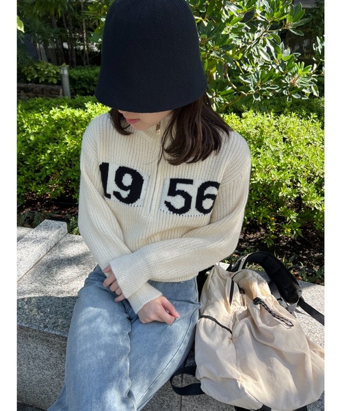 PHILLY（フィリー）の「【PHILLY】ハーフジップロゴニット（ニット/セーター・レディース・アイボリー/グレー/ネイビー・FREE）」の11枚目の写真