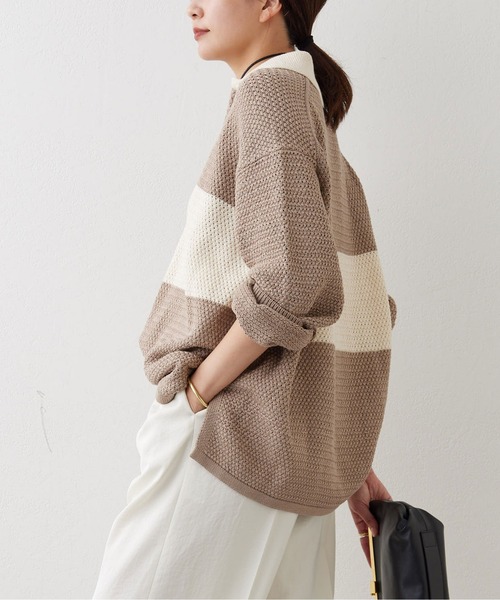 GALLARDAGALANTE（ガリャルダガランテ）の「ラガーニット（ニット/セーター・レディース・ブラック/ベージュ・FREE）」の14枚目の写真