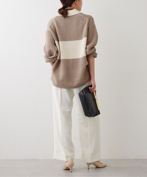 GALLARDAGALANTE（ガリャルダガランテ）の「ラガーニット（ニット/セーター・レディース・ブラック/ベージュ・FREE）」の12枚目の写真