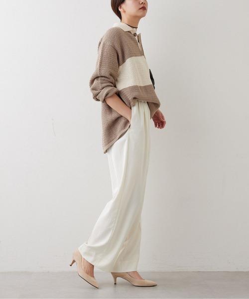 GALLARDAGALANTE（ガリャルダガランテ）の「ラガーニット（ニット/セーター・レディース・ブラック/ベージュ・FREE）」の10枚目の写真