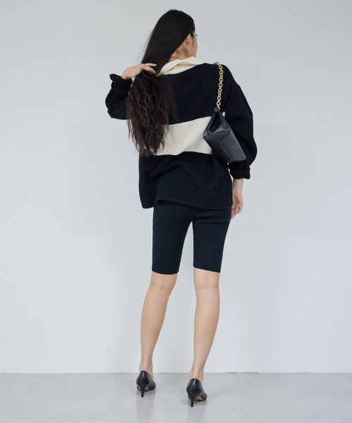 GALLARDAGALANTE（ガリャルダガランテ）の「ラガーニット（ニット/セーター・レディース・ブラック/ベージュ・FREE）」の19枚目の写真