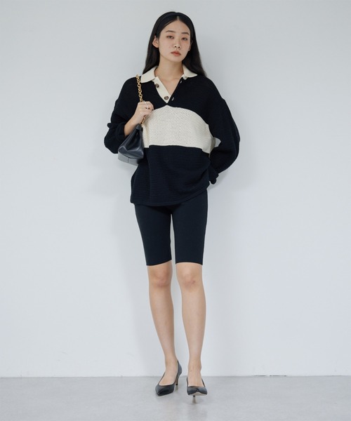 GALLARDAGALANTE（ガリャルダガランテ）の「ラガーニット（ニット/セーター・レディース・ブラック/ベージュ・FREE）」の17枚目の写真