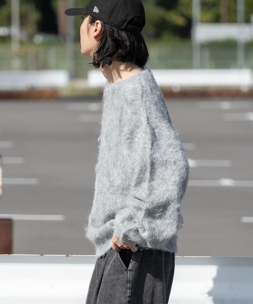 kutir（クティール）の「ビッグシルエットシャギーニット（ニット/セーター・メンズ・ブラック/ライトグレー/レッド・MEDIUM/LARGE）」の8枚目の写真