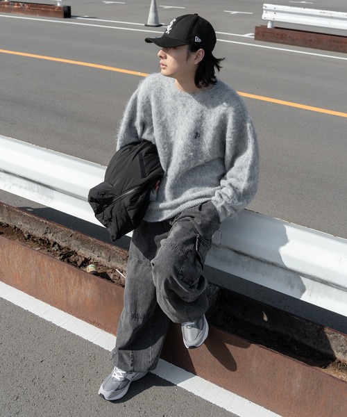 kutir（クティール）の「ビッグシルエットシャギーニット（ニット/セーター・メンズ・ブラック/ライトグレー/レッド・MEDIUM/LARGE）」の12枚目の写真