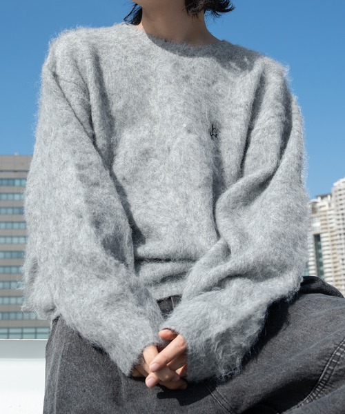 kutir（クティール）の「ビッグシルエットシャギーニット（ニット/セーター・メンズ・ブラック/ライトグレー/レッド・MEDIUM/LARGE）」の9枚目の写真