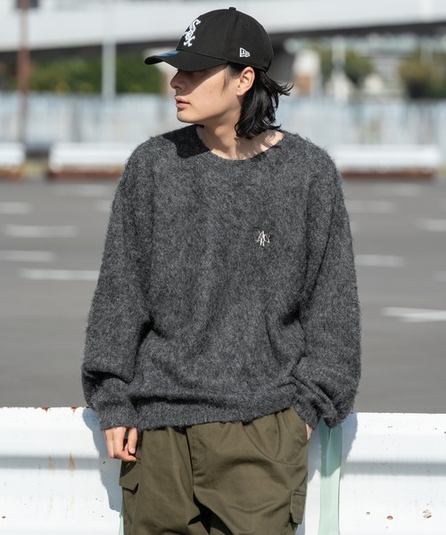 kutir（クティール）の「ビッグシルエットシャギーニット（ニット/セーター・メンズ・ブラック/ライトグレー/レッド・MEDIUM/LARGE）」の5枚目の写真