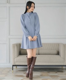 【日本未入荷】セザンヌsezaneフリルスタンドカラー　ワンピース　ウール 日本未入荷】セザンヌsezaneフリルスタンドカラーワンピース