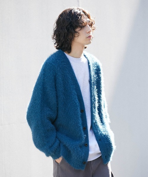 JUNRED（ジュンレッド）の「ワッフルシャギーニットカーディガン（カーディガン/ボレロ・メンズ・カーキ/ブラック/ブラウン/ライトグレー/ブルー・M/L/S）」の5枚目の写真