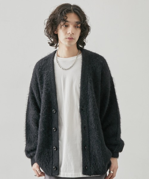 JUNRED（ジュンレッド）の「ワッフルシャギーニットカーディガン（カーディガン/ボレロ・メンズ・カーキ/ブラック/ブラウン/ライトグレー/ブルー・M/L/S）」の6枚目の写真