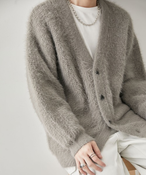 JUNRED（ジュンレッド）の「ワッフルシャギーニットカーディガン（カーディガン/ボレロ・メンズ・カーキ/ブラック/ブラウン/ライトグレー/ブルー・M/L/S）」の11枚目の写真