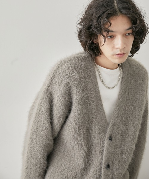 JUNRED（ジュンレッド）の「ワッフルシャギーニットカーディガン（カーディガン/ボレロ・メンズ・カーキ/ブラック/ブラウン/ライトグレー/ブルー・M/L/S）」の12枚目の写真