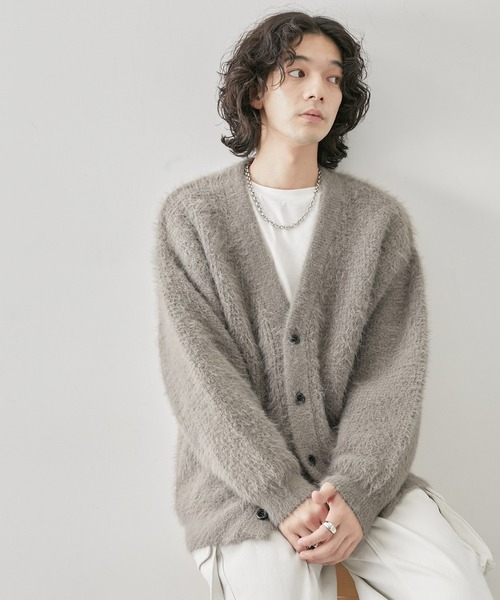 JUNRED（ジュンレッド）の「ワッフルシャギーニットカーディガン（カーディガン/ボレロ・メンズ・カーキ/ブラック/ブラウン/ライトグレー/ブルー・M/L/S）」の13枚目の写真