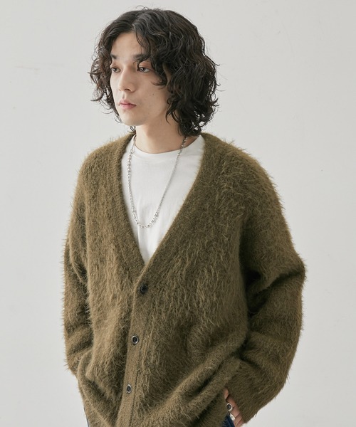 JUNRED（ジュンレッド）の「ワッフルシャギーニットカーディガン（カーディガン/ボレロ・メンズ・カーキ/ブラック/ブラウン/ライトグレー/ブルー・M/L/S）」の15枚目の写真