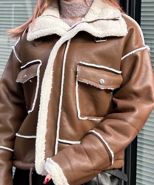 nonnative ブラウン ムートンコート　レザージャケット　ボア TITTY＆CO.（ティティーアンドコー） ムートンコート ボアコート ボア